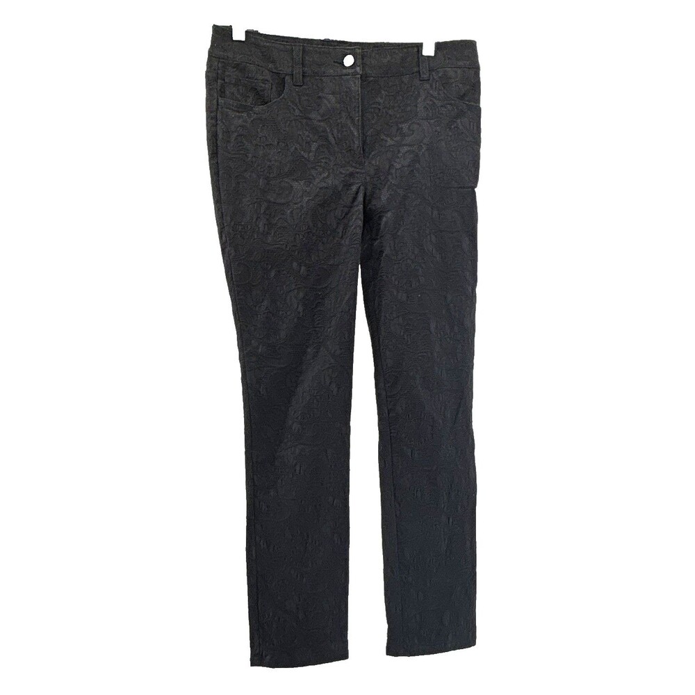 Chico’s Women’s Black Textured Lace Pants Cotton Polyester Regular s0.5 (6)